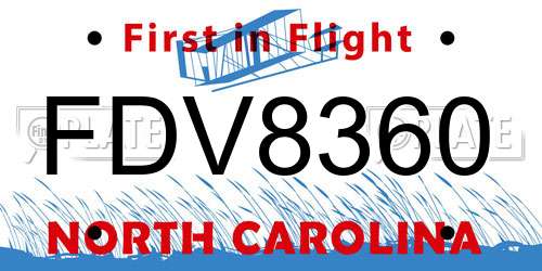 FDV8360 North Carolina License Plate
