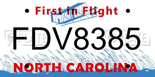 FDV8385 North Carolina License Plate