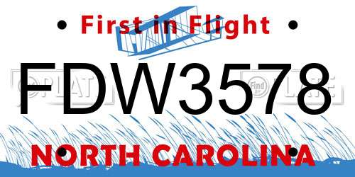 FDW3578 North Carolina License Plate