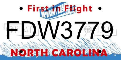 FDW3779 North Carolina License Plate
