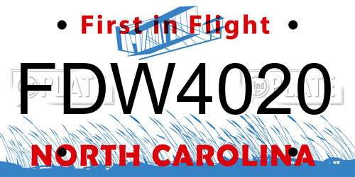 FDW4020 North Carolina License Plate