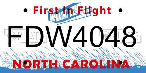 FDW4048 North Carolina License Plate