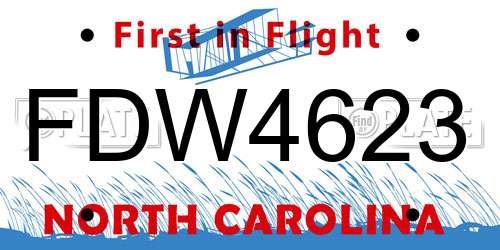FDW4623 North Carolina License Plate