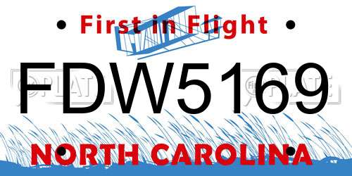 FDW5169 North Carolina License Plate