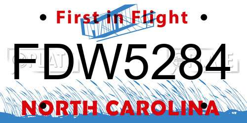 FDW5284 North Carolina License Plate