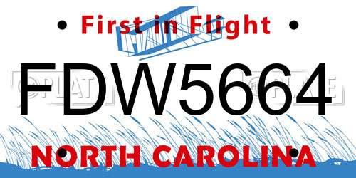 FDW5664 North Carolina License Plate