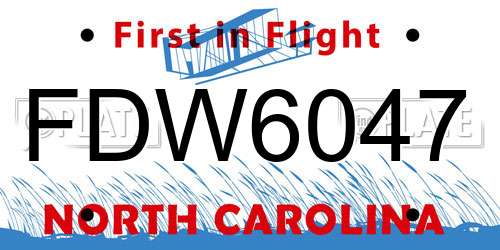 FDW6047 North Carolina License Plate