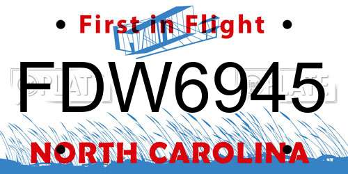 FDW6945 North Carolina License Plate