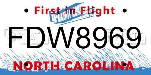 FDW8969 North Carolina License Plate