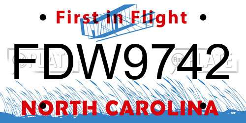 FDW9742 North Carolina License Plate