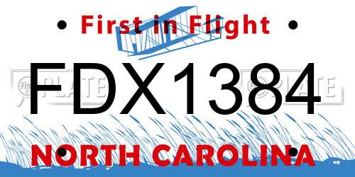 FDX1384 North Carolina License Plate