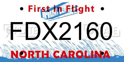 FDX2160 North Carolina License Plate