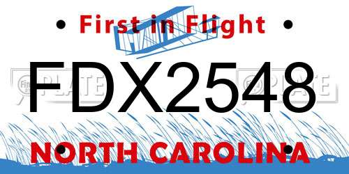 FDX2548 North Carolina License Plate