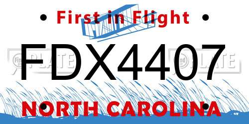 FDX4407 North Carolina License Plate
