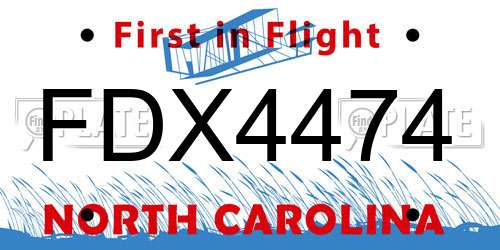 FDX4474 North Carolina License Plate