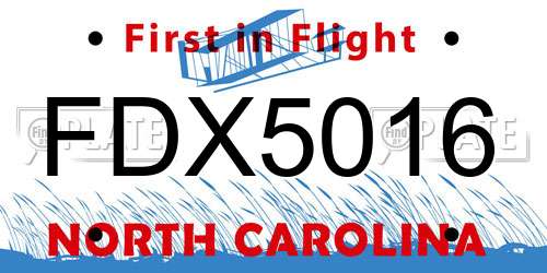 FDX5016 North Carolina License Plate