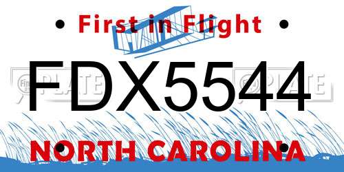 FDX5544 North Carolina License Plate