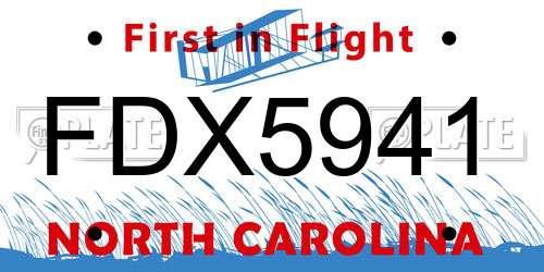 FDX5941 North Carolina License Plate