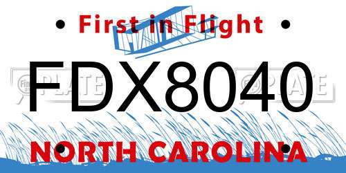 FDX8040 North Carolina License Plate