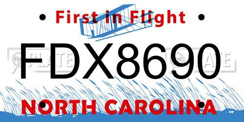 FDX8690 North Carolina License Plate