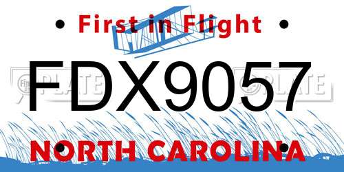 FDX9057 North Carolina License Plate