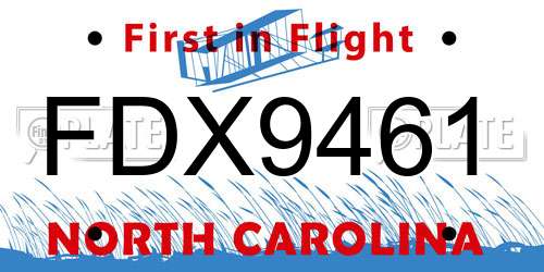 FDX9461 North Carolina License Plate