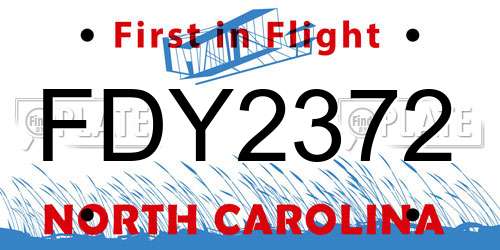 FDY2372 North Carolina License Plate