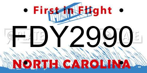 FDY2990 North Carolina License Plate