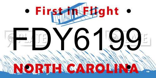 FDY6199 North Carolina License Plate