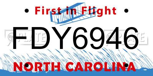 FDY6946 North Carolina License Plate