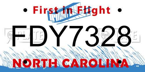 FDY7328 North Carolina License Plate