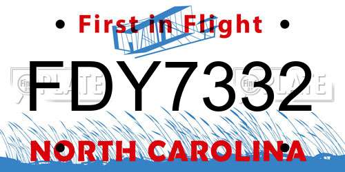 FDY7332 North Carolina License Plate
