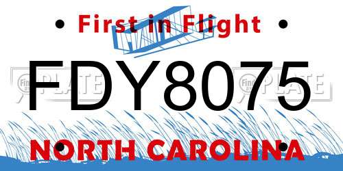 FDY8075 North Carolina License Plate