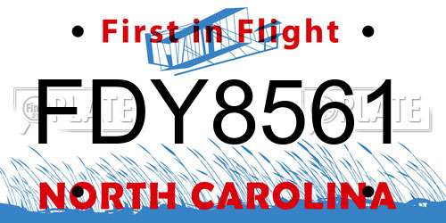 FDY8561 North Carolina License Plate