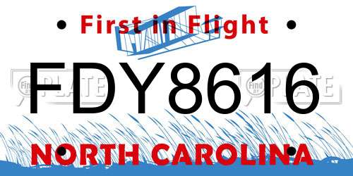 FDY8616 North Carolina License Plate