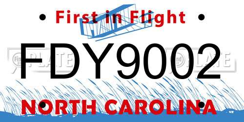 FDY9002 North Carolina License Plate