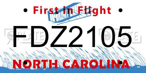 FDZ2105 North Carolina License Plate