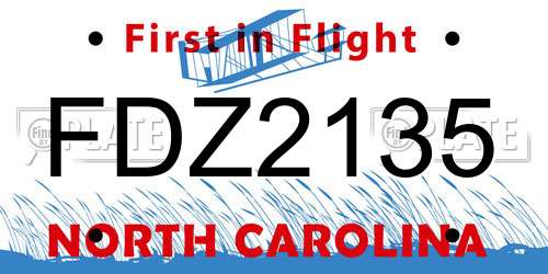 FDZ2135 North Carolina License Plate