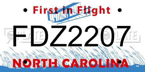 FDZ2207 North Carolina License Plate
