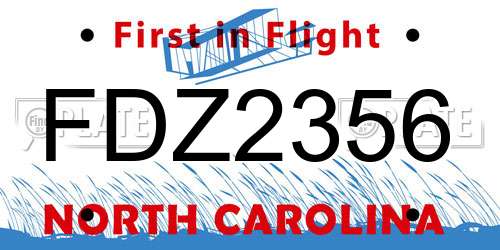 FDZ2356 North Carolina License Plate