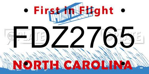 FDZ2765 North Carolina License Plate