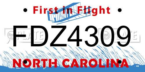 FDZ4309 North Carolina License Plate