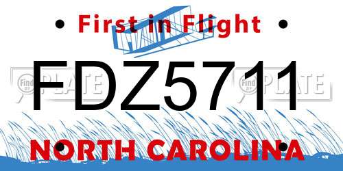 FDZ5711 North Carolina License Plate