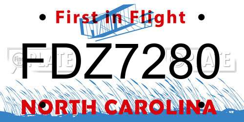 FDZ7280 North Carolina License Plate