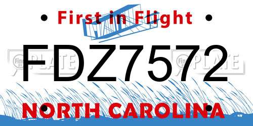FDZ7572 North Carolina License Plate