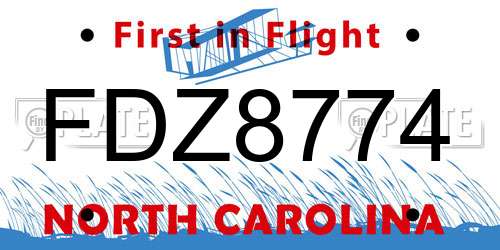 FDZ8774 North Carolina License Plate