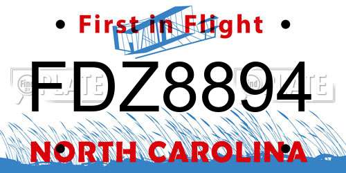 FDZ8894 North Carolina License Plate