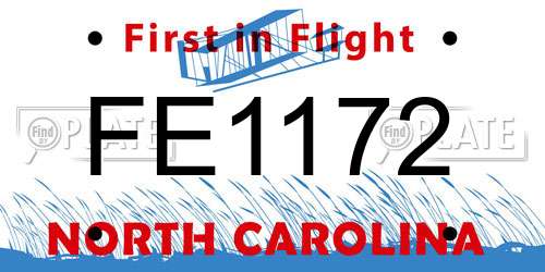 FE1172 North Carolina License Plate
