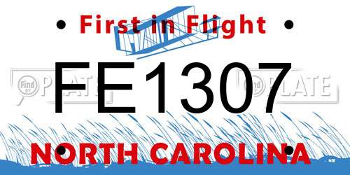 FE1307 North Carolina License Plate
