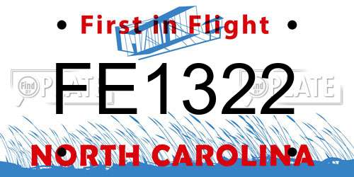 FE1322 North Carolina License Plate